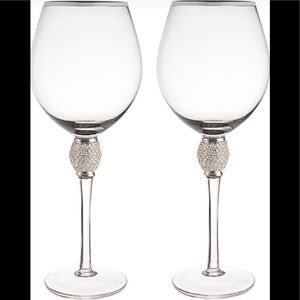 NWT Silver Rhinestone Stemless Wine Glasses